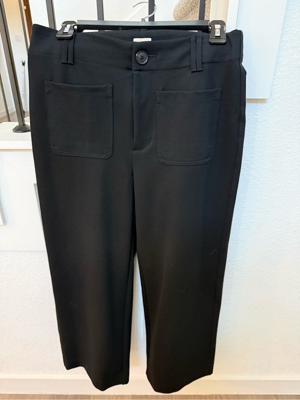a new day Black Straight Stretch Dress Pants with Front Patch Pockets